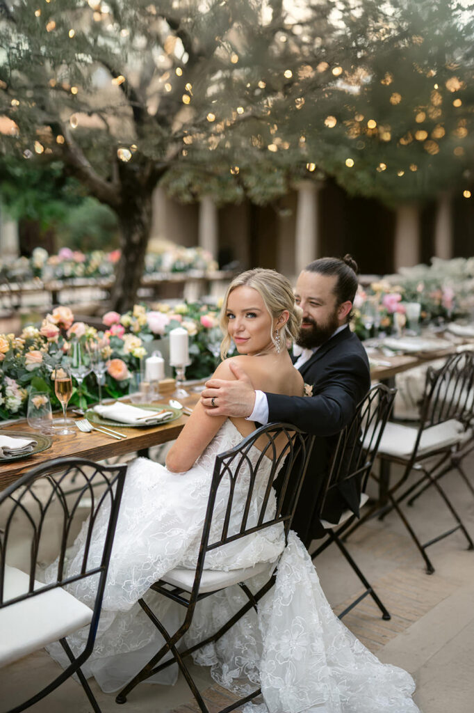 seaview wedding with the most stylish sweet heart table